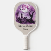 Paarse Halloween Witch Black Cat Graveyard Moon Pickleball Paddle (Voorkant)