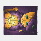 Paarse Halloween Witch Cat Fleece Blanket (Voorkant (Horizontaal))