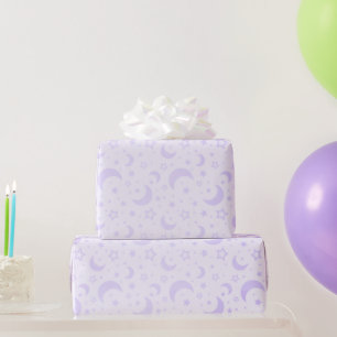 Paarse Halve Maan en Sterren Halloween Cadeaupapier