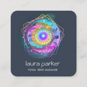 Paarse Halve Maan Mystic Lotus Eye Celestial Vierkante Visitekaartje
