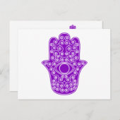 Paarse Hamsa-Hand van Miriam-Hand van Fatima.png Briefkaart (Voorkant / Achterkant)