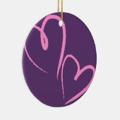 Paarse hand Drawn Hearts Keramisch Ornament (Rechts)