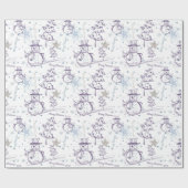 Paarse hand Drawn kerstman Cadeaupapier (Vlak)