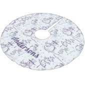 Paarse hand Drawn kerstman Kerstboom Rok (Gekanteld)