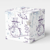 Paarse hand Drawn Snowman Kerstmis Bedankdoosjes (Voorkant Zijde)