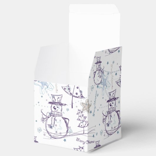 Paarse hand Drawn Snowman Kerstmis Bedankdoosjes (Geopend)