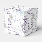 Paarse hand Drawn Snowman Kerstmis Bedankdoosjes (Achterkant)