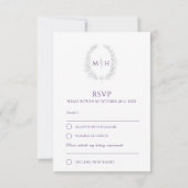 Paarse hand getrokken blad monogram RSVP bruiloft (Achterkant)