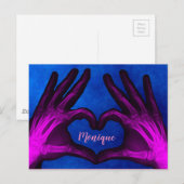 Paarse hand Xray Heart Briefkaart (Voorkant / Achterkant)