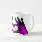 Paarse hand Xray Heart Koffiemok (Voorkant rechts)