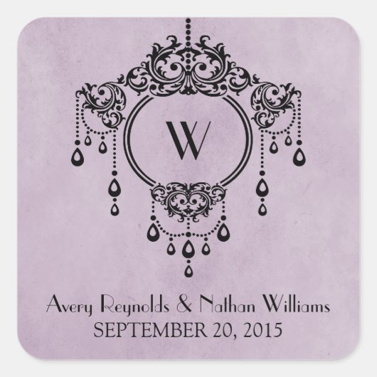 Paarse  handelier Wedding Stickers (Voorkant)