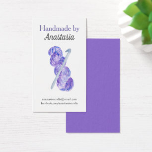 Paarse handmade Crochet Craft Visitekaartje