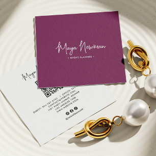 PAARSE HANDTEKENING Moderne CHIC Minimale QR-code Vierkante Visitekaartje