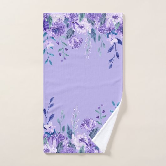 Paarse Hanging Floral en Stems Hand Towel Handdoek (Handdoek)