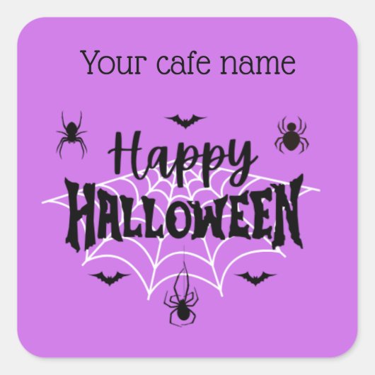 Paarse Happy Halloween Cafe sticker (Voorkant)