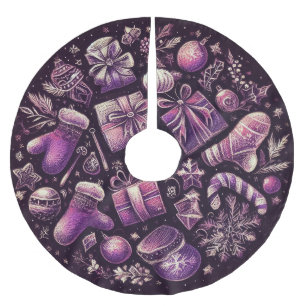 Paarse harde pastels tekenen kerstmotieven kerstboom rok