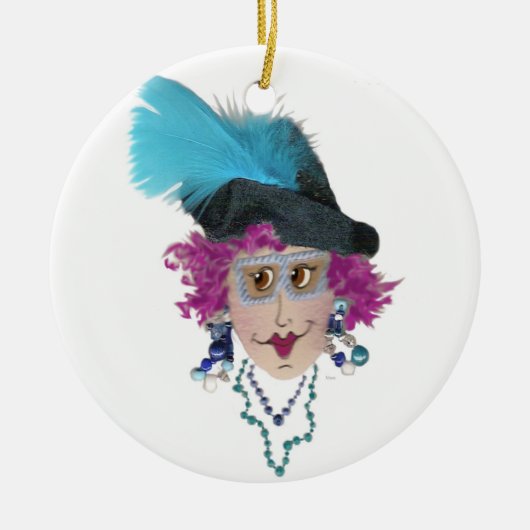 Paarse haren Funny Lady Ornament (Voorkant)