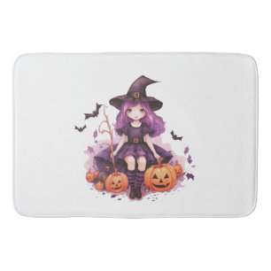  Paarse harige pompoenen & vleermuizen Badmat