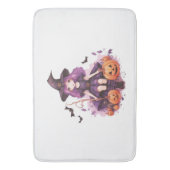  Paarse harige pompoenen & vleermuizen Badmat (Voorkant Verticaal)