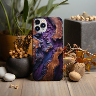 Paarse hars en Burl Wood Design iPhone 13 Pro Hoesje