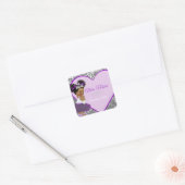 Paarse hart Afrikaans prinses Vierkante Sticker (Envelop)