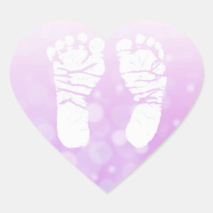 Paarse Hart Baby Footprints Stickers