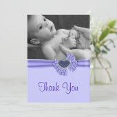 Paarse Hart Baby Foto Dank u kaart (Staand voorkant)