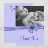 Paarse Hart Baby Foto Dank u kaart (Voorkant / Achterkant)
