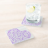 Paarse Hart Cluster Glazen Onderzetter (Schuin)