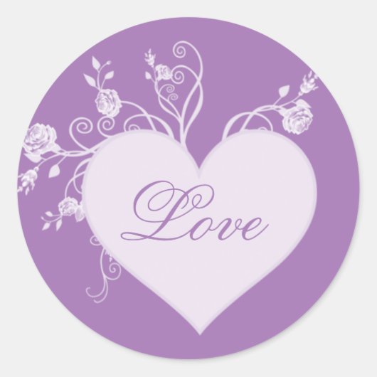 Paarse Hart en Rozen Liefde Stickers (Voorkant)