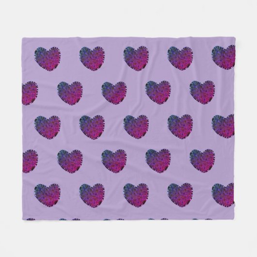 Paarse Hart Fleece Deken (Voorkant (Horizontaal))