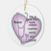 Paarse hart langdurige zorg verpleegkundige keramisch ornament (Links)