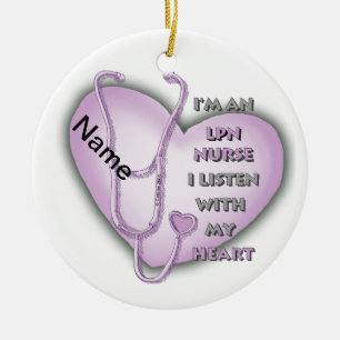 Paarse Hart LPN-verpleegster Keramisch Ornament
