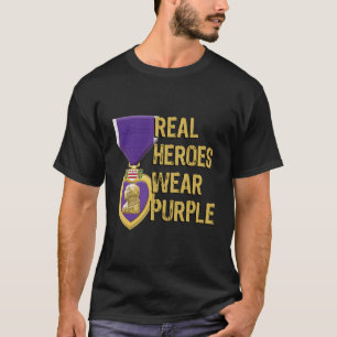 Paarse Hart Militaire Echte Helden Draag Paarse T-shirt