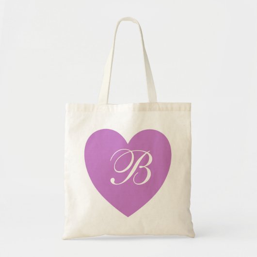 Paarse Hart Monogram Tote Bag (Voorkant)