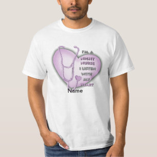 Paarse Hart Nacht Verpleegster T-shirt