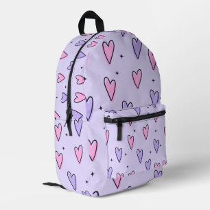 paarse hart ontwerp school bookbag Reizen Bedrukte Rugzak
