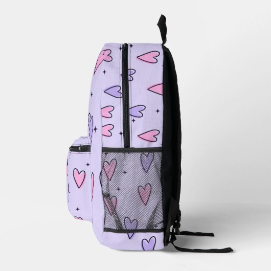 paarse hart ontwerp school bookbag Reizen Bedrukte Rugzak (Rechts)