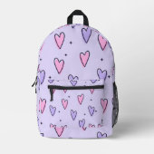 paarse hart ontwerp school bookbag Reizen Bedrukte Rugzak (Voorkant)