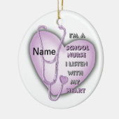 Paarse Hart School Verpleegkundige aangepaste verp Keramisch Ornament (Links)