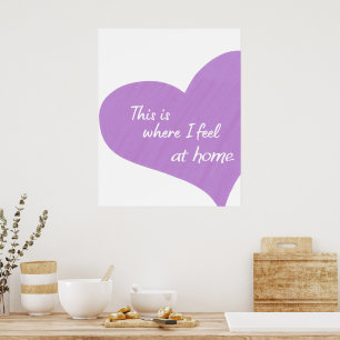 Paarse Hart Thuiscitaat Muurprint Poster