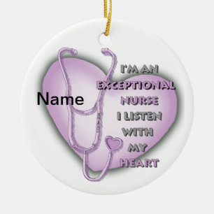 Paarse Hart uitzonderlijke verpleegster Keramisch Ornament