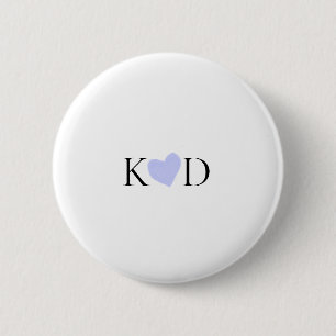 Paarse hart waterverf pastel paar naam letter ronde button 5,7 cm