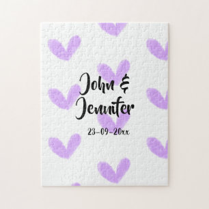 Paarse hart waterverf valentijnsdag stel naam da legpuzzel