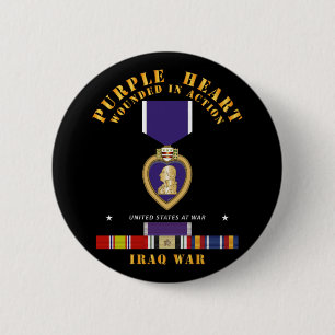 Paarse Hart - WIA w IRAQ SVC w Paarse Hart Ribbo Ronde Button 5,7 Cm