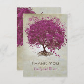Paarse Hartblad Boom Trouw Dank Je Bedankkaart (Voorkant / Achterkant)