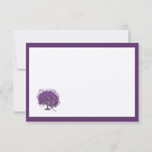 Paarse Hartblad Boomgrens Trouwkaart Uitnodiging (Achterkant)