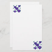 Paarse harten en libellen briefpapier (Voorkant / Achterkant)
