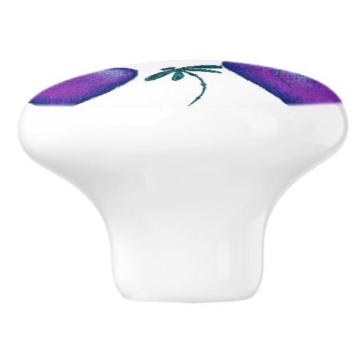 Paarse harten en libellen keramische knop (Zijkant)