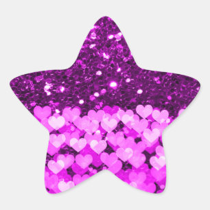 Paarse harten Faux Glitter Ster Sticker